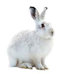 Fototapeta premium Photorealistic Isolated White Hare on Clean Background for Nature and Animal Themed Projects
