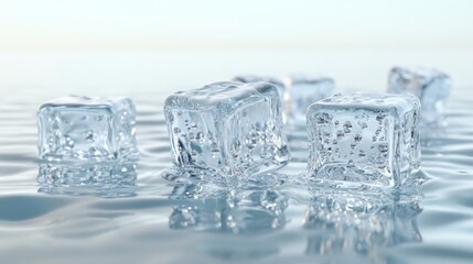 Ice Cubes Floating in Still Water