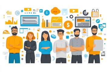 An image of business icon concept as show symbolizing growth in financial health or sustainability. People are working together,