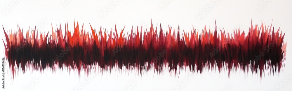 Poster fiery red grass transitions into dark maroon against a plain white background showcasing boldness an