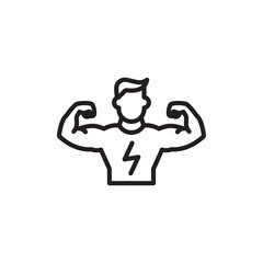 Man have strong muscles icon Simple thin outline