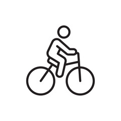 Man on bicycle icon Simple thin outline