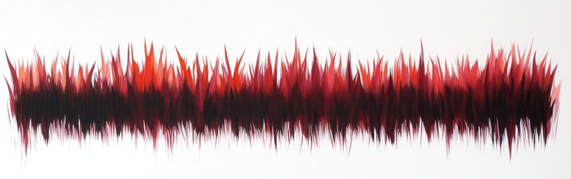 Fiery red grass transitions into dark maroon against a plain white background showcasing boldness and intensity