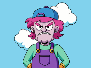 Cartoon Character with Angry Expression and Gritted Teeth – Emotional Character Design