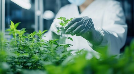 Scientist Examining Plant Samples in a Lab