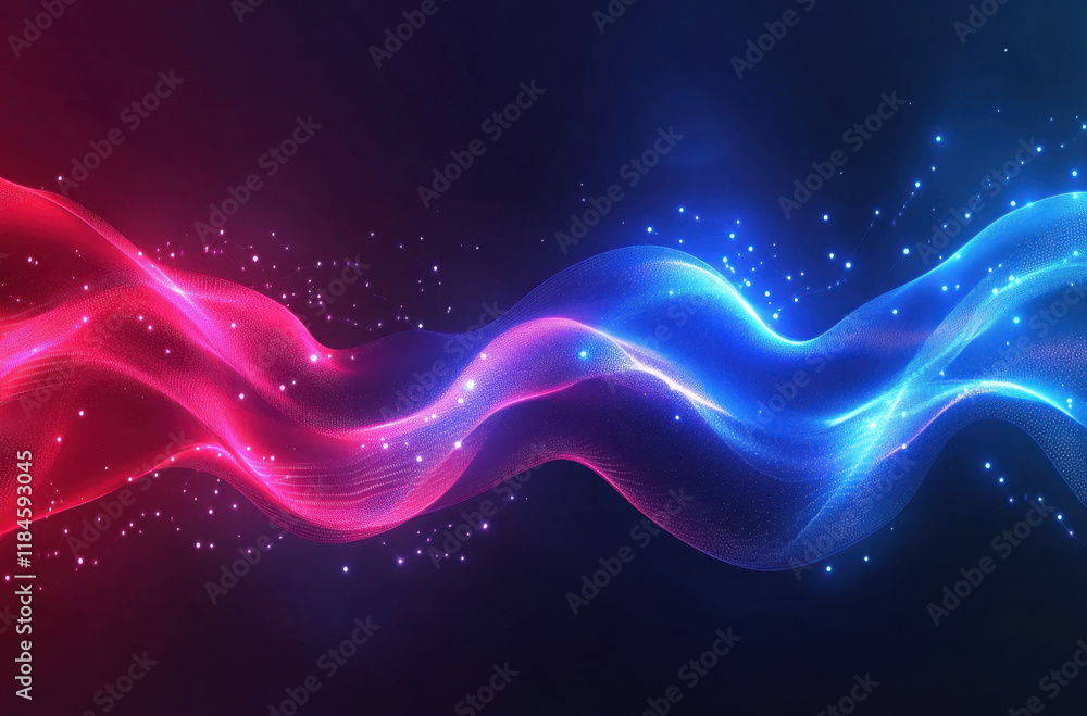 Aufkleber swirling waves of luminous blue and pink light intertwine against a dark background, creating a capt
