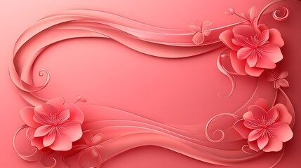 Coral Flowers and Elegant Swirling Design Background