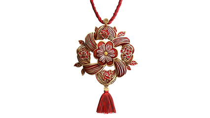 Beautiful red chinese knot with intricate design and tassel
