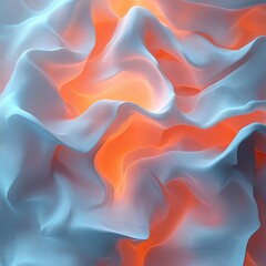 Obraz premium A vibrant abstract composition of flowing fabric-like textures in blue and orange hues.