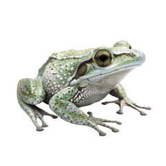 Detailed Photorealistic Image of a Green Frog on a Clean transparent background with High Clarity and Texture