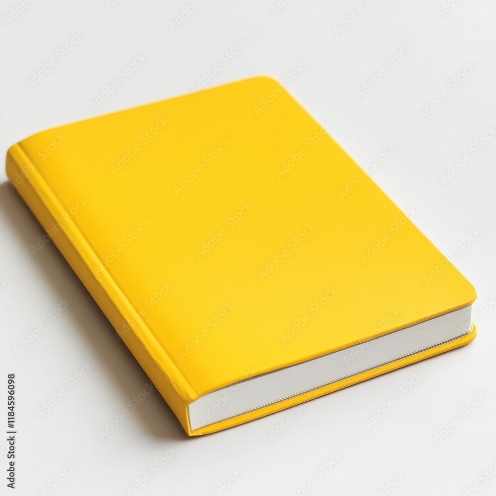 Poster Bright yellow notepad displaying clean sheets on a flat surface in a minimalist bright setting for writing or note-taking