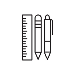 Ruler, pencil and pen icon Simple thin outline