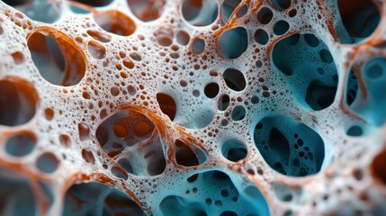 Close-Up Macro Shot of a Tree Trunk with Sap Flowing Through Its Intricate Cellular Structure and Textures in Natural Setting