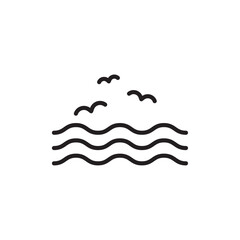 Sea with seagull icon Simple thin outline