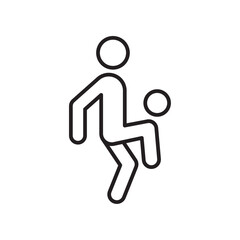 Obraz premium Soccer player with ball icon Simple thin outline