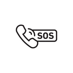 SOS Emergency icon Simple thin outline