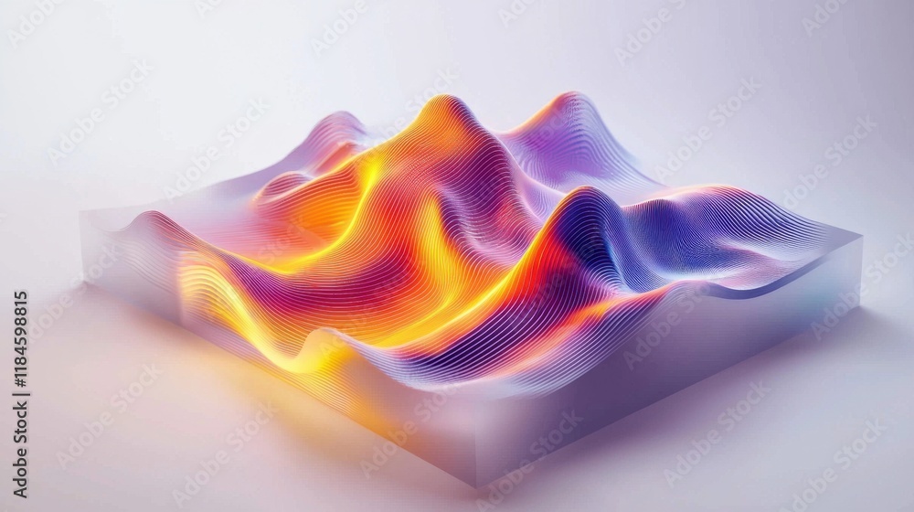 Poster mesmerizing waves of vibrant digital abstraction with fluid curves and morphing shapes