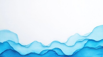 Obraz premium Abstract blue watercolor waves on white background.