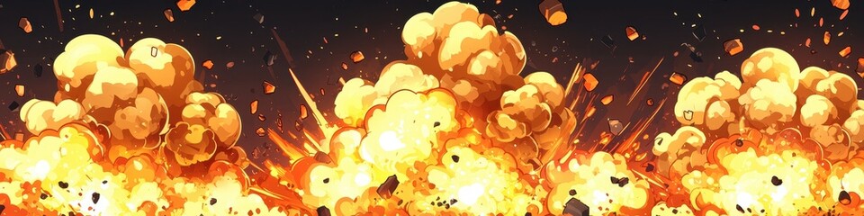 Fiery Explosion Massive Blast Cartoon Style Fire VFX Animation Game Asset Comic Book Explosion