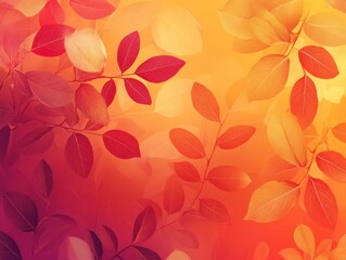 Red and Orange Leaves Autumnal Background Design