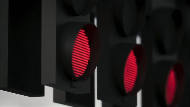 Start lights of racing event. LED signals indicating start sequence at circuit