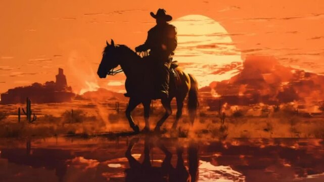 cowboy com cavalo no sert&atilde;o 