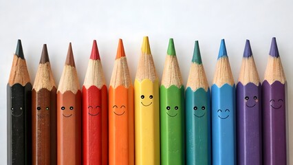 Colored Pencils on a Gray Background Sign of Diversity