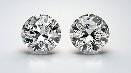 Two brilliant-cut diamonds, showcasing sparkle and clarity on a white background.