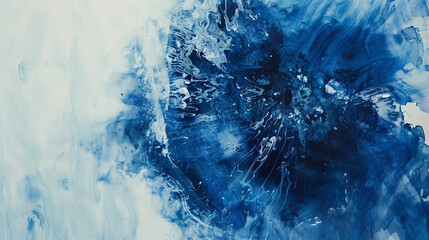 A hand-painted watercolor background with bold strokes of cobalt blue and hints of aqua, fading into soft white edges