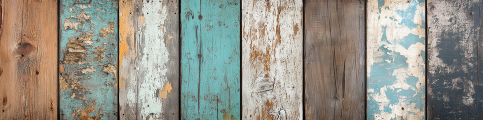 Faded weathered wood planks with cracks, rough patches, and aging. A distressed and rugged surface perfect for vintage, rustic designs.