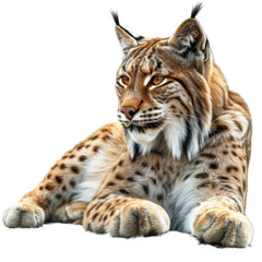 Fototapeta premium Majestic Lynx Portrait on Clean transparent background, Photorealistic Animal Representation for Stock Use