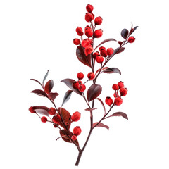 Isolated Red Berry Branch with Clean transparent background for Photorealistic Display and Creative Projects