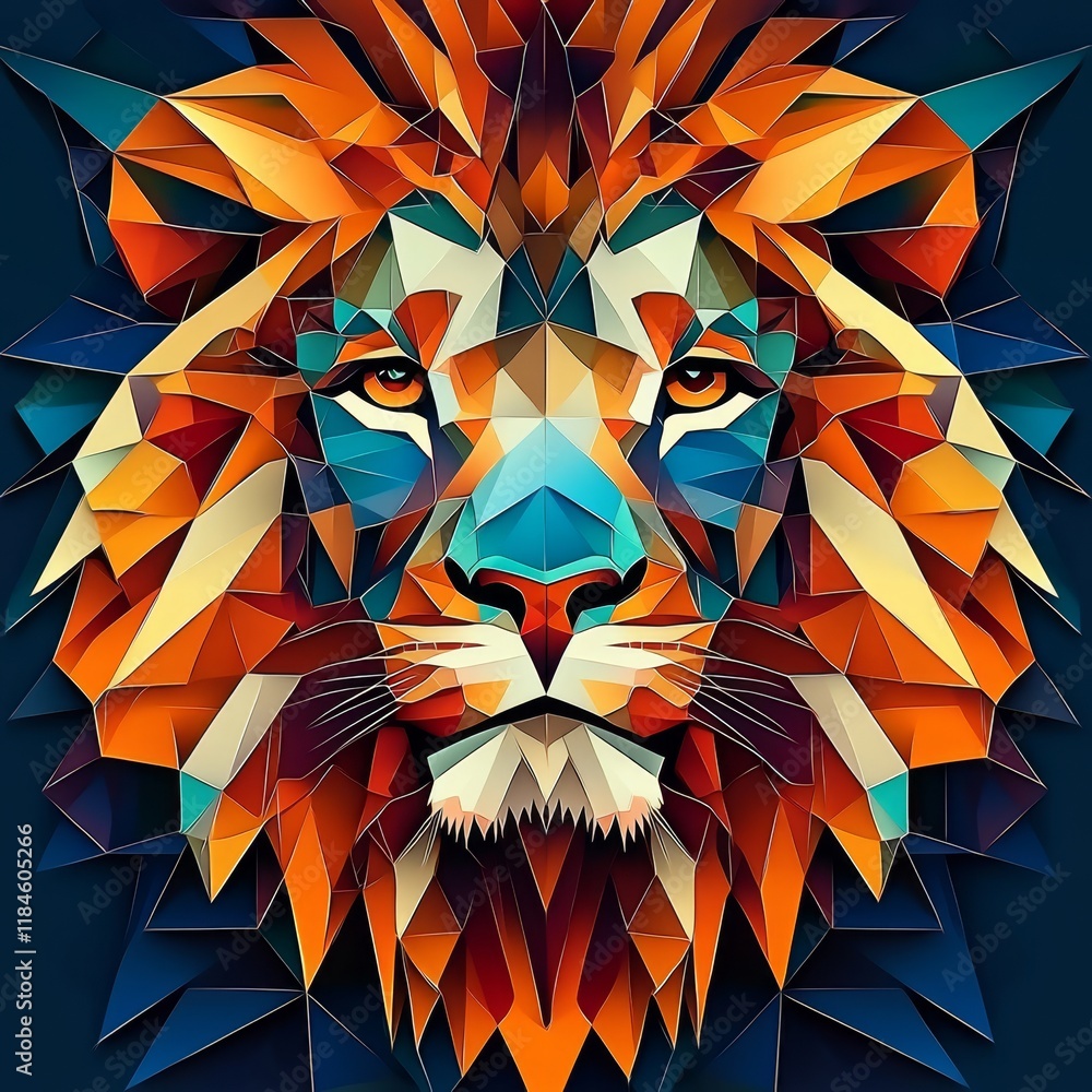 Aufkleber an artistic pattern showcasing a lion in a geometric style.