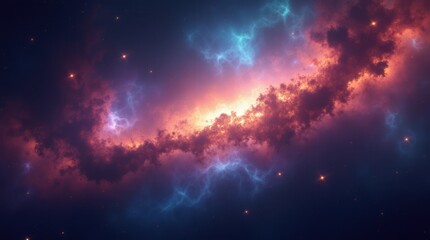 Fototapeta premium Nebula and galaxies in space. Abstract cosmos background