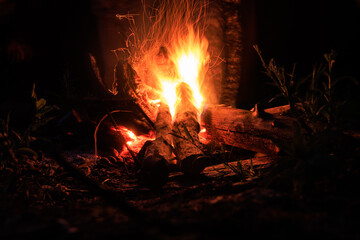 fire in fireplace