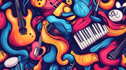 Obraz premium Abstract Colorful Musical Instruments Art Design