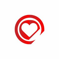 A simple, impactful logo design featuring a white heart nestled within a dynamic red circular graphic.