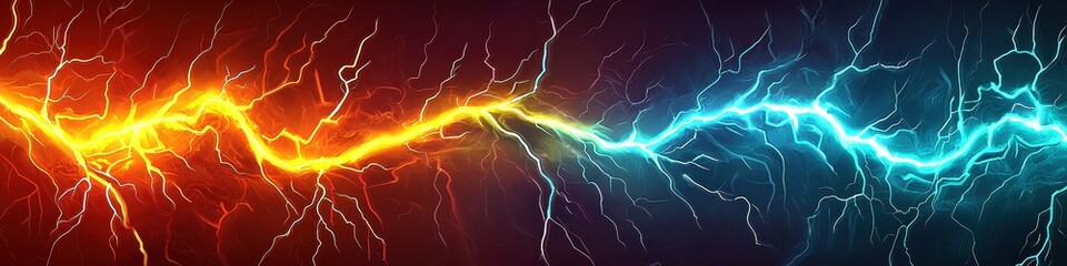 Obraz premium Abstract Fiery and Icy Lightning Clash Energy Power and Force Background