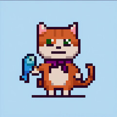 Obraz premium Pixel art style pixelated cat