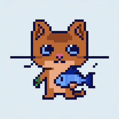 Obraz premium Pixel art style pixelated cat
