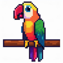 Obraz premium Pixel art style pixelated parrot
