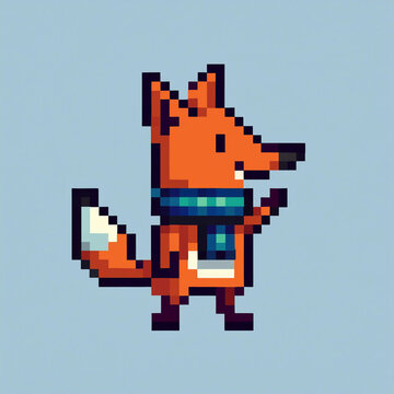 Pixel art style pixelated fox