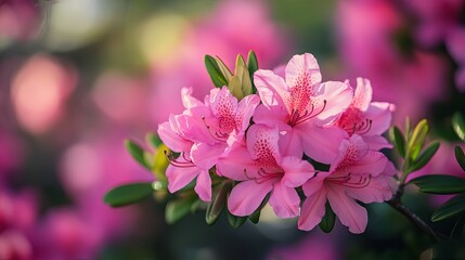 Obraz premium Radiant Pink Azalea Bloom in Spring Garden