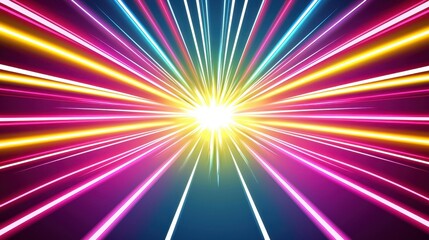 Fototapeta premium Abstract Colorful Neon Light Rays Speed Burst Background Dynamic Energy Motion Design