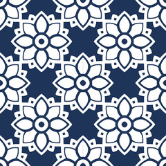 seamless pattern Floral pattern set, Thai pattern, continuous floral pattern, continuous decorative pattern, blue and white vector background, simple illustration, seamless, seamless pattern, Thai sty