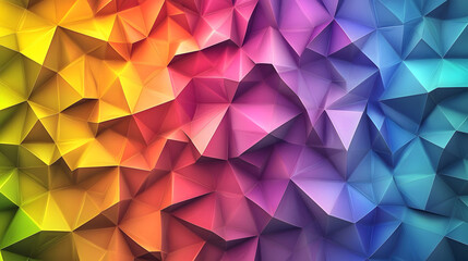 A fragmented abstract image of overlapping triangles in vibrant gradients, creating a sense of depth and movement with bold geometric forms 