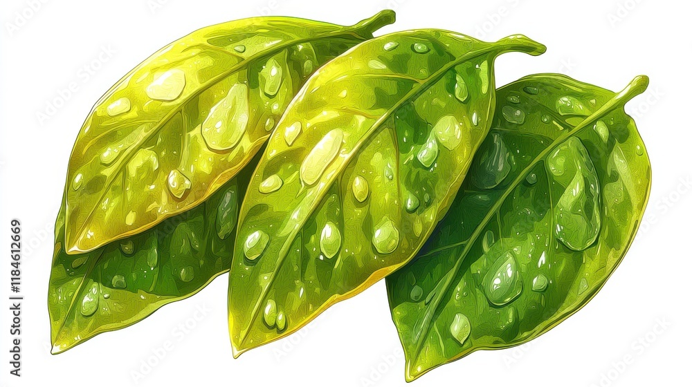 Poster fresh endive leaves isolated on white background nature high-quality image clean environment close-u