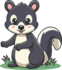 Cute classic black with white stripe young skunk aka 