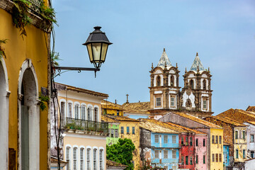 Historic neighborhood of Pelourinho in the city of Salvador in Bahia with its old buildings