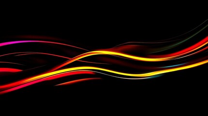 Dynamic Abstract Waves: Fiery Hues on Black